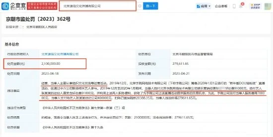 中介贿赂张靓颖经纪人及工作人员被罚210万元封面图