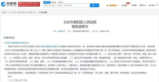 偶练青你制作方被限消 已被强制执行4044万余元封面图